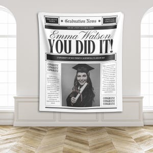 Personalized Graduation Picture Banner Class of 2025 Custom Graduation Party Newspaper Photo Backdrop Decor High School College Grad Gift