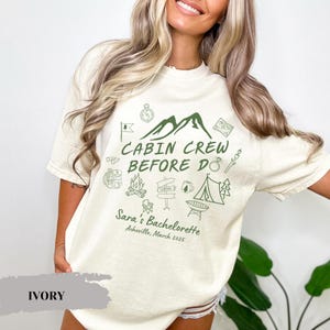 Cabin Bachelorette Shirts, Camp Bach Custom Comfort Colors® T-shirt Bachelorette Gifts, Mountain Bride Camping Bridal Party Cabin Crew Tee