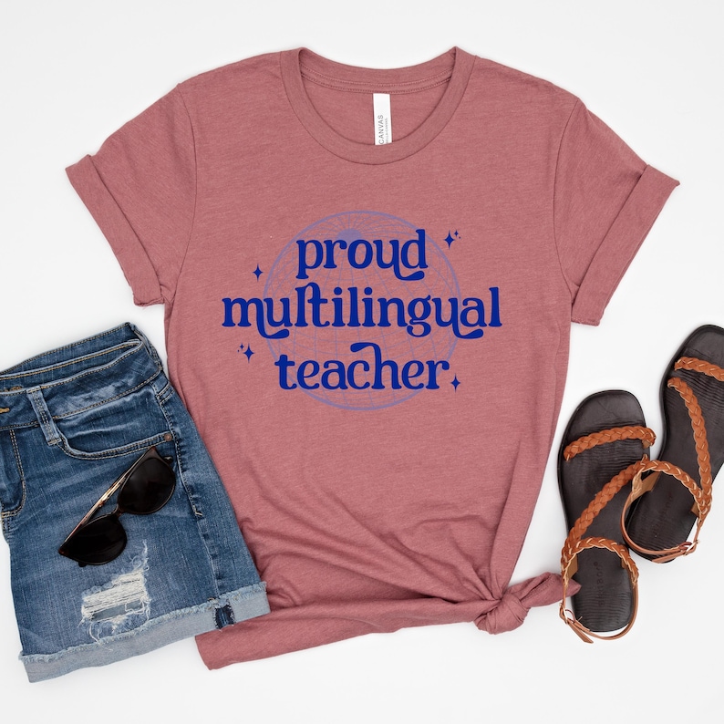ESL Teacher Shirt, Proud Multilingual Teacher Graphic Tee Dual Language