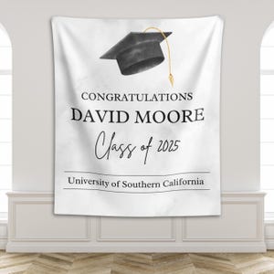 Personalized Graduation Banner Class of 2025, Custom Graduation Party Photo Backdrop Decor High School College Grad Congratilation Gift
