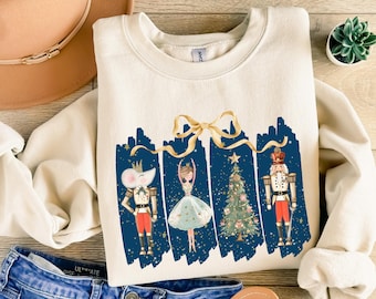 Nutcracker Sweatshirt, Christmas Nutcracker Ballet Crewneck Holiday Party Sweater Gift for Women