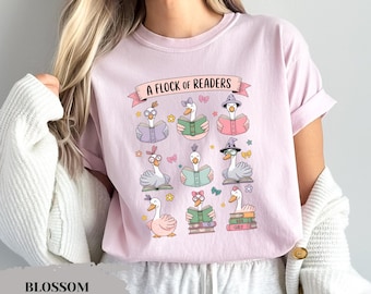 Camiseta de gansos leyendo libros. Camiseta de ganso tonto, nerd de libros, profesor, bibliotecario, amante de los libros, regalo, camiseta de lectura. Camiseta de ganso Comfort Colors®.