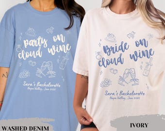 Chemises d'enterrement de vie de jeune fille vinicoles personnalisées T-shirts d'enterrement de vie de jeune fille mariés avec vin Chemise EVJF Comfort Colors® Cadeaux pour demoiselles d'honneur