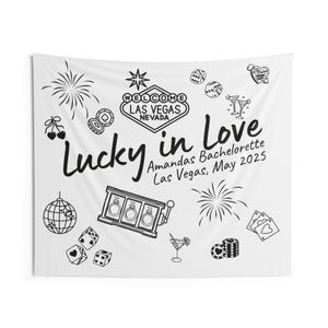 Lucky In Love Las Vegas Bachelorette Party Banner, Casino Bach Weekend Sign, Vegas Bach Flag Decor, Custom Tapestry Bachelorette Decor