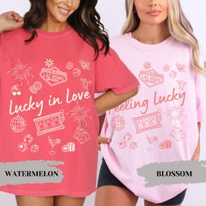 Lucky In Love Las Vegas Bachelorette Shirt, Retro Casino Bachelorette Party Shirt, Las Vegas Girls Trip Weekend, Bachelorette Gifts