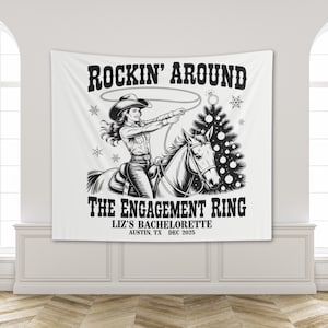 Christmas Cowgirl Bachelorette Party Banner Wstern Bridal Party Decor, Last Rodeo Nashville Bachelorette                 Backdrop Sign Flag