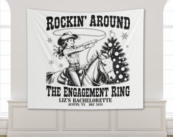 Christmas Cowgirl Bachelorette Party Banner Wstern Bridal Party Decor, Last Rodeo Nashville Bachelorette                 Backdrop Sign Flag