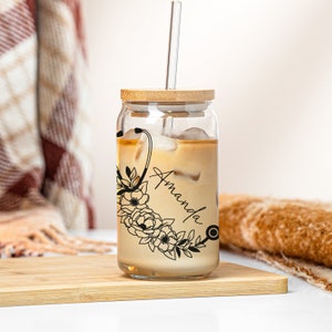 Personalized Floral Stethoscope Glass Tumbler, Nurse or Doctor Cup, Nursing School Graduation Gift, Med Student Glass Can, Registered Nurse