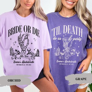 Bride or Die Til Death Do Us Party Gothic Bachelorette Comfort Colors® Shirts Skeleton Custom Halloween Bachelorette Party Gifts Girls Trip