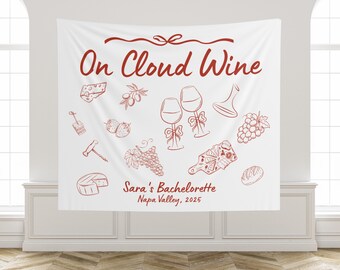Banderole d'enterrement de vie de jeune fille de garçon ou de jeune fille vinicole, décor photo de toile de fond personnalisé Winery Bachelorette, week-end de Napa Valley Bach sur le thème du vin cloud