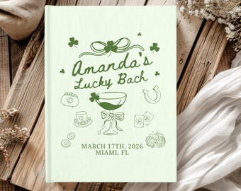 Personalized Bachelorette Book Gift for Bride, Custom Lucky in Love Irish Bridal Party Bach Weekend Memory Guest Book Photo Album Keepsake