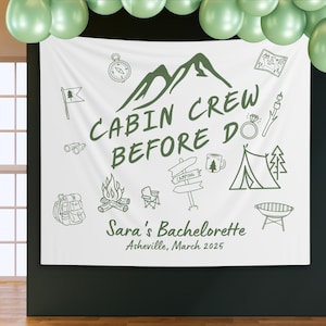 Cabin Bachelorette Schild, Mountain Camp Bachelorette Party Banner, Benutzerdefinierte Cabin Camp Bach Dekor, Camp Brautparty Tepestry Decor