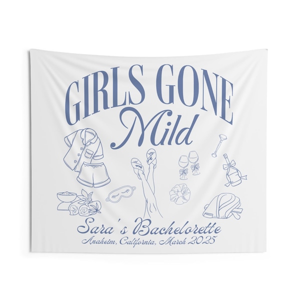 Girls Gone Mild Bachelorette Party Banner Spa Slumber Party Pj's Bach Backdrop Decorations Custom Bachelorette Tapestry Sign Photo Backdrop