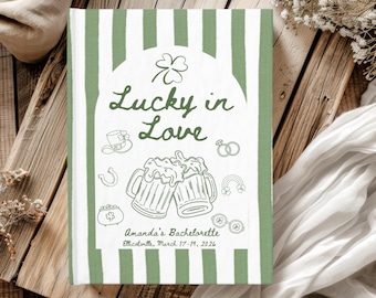 Lucky in Love Bachelorette Album Gift for Bride, Custom Irish Bridal Party Bach Weekend Memory Guest Book Photo Book Keepsake