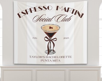 Espresso Martini Bachelorette Sign, Bachelorette Party Banner, Custom Bach Flag Wall Decor, Tini Time Custom Girls Weekend Photo Backdrop