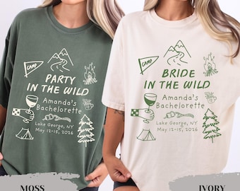 Custom Camp Bachelorette Party Shirt, Last Trail Before the Veil, Lake Mountain Bride Tee, Bride In The Wild Bridesmaid Proposal Gifts