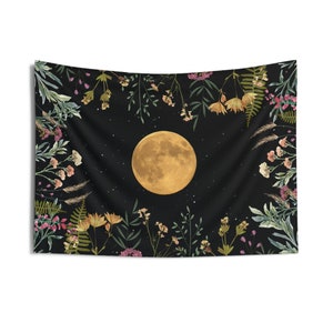 Full Moon Floral Tarot Card Cloth Tarot Cards Cloth Moon Oracle Cloth for Readings Pagan Altar Cloth Wicca Divination Tools