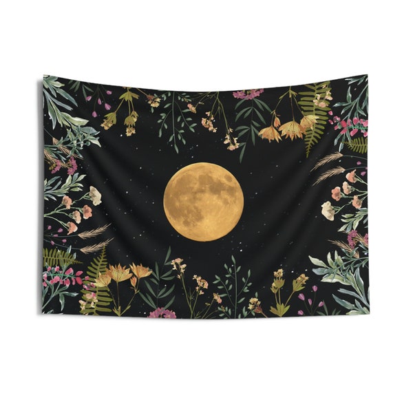 Full Moon Floral Tarot Card Cloth Tarot Cards Cloth Moon Oracle Cloth for Readings Pagan Altar Cloth Wicca Divination Tools