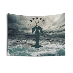 Sea Witch Altar Cloth Tarot Card Cloth Oracle Cloth for Tarot Cards Readings Pagan Altar Cloth Wicca Divination Tools Small Cloth