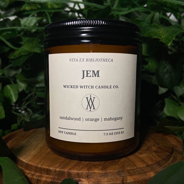 Jem | Book Candle | Shadowhunters | The Infernal Devices | Pet-Friendly Candle | Handmade Candle | 7.5 oz