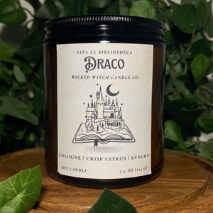 Draco | Book Candle | Handmade Candle | Pet-Friendly Candle | 7.5 oz