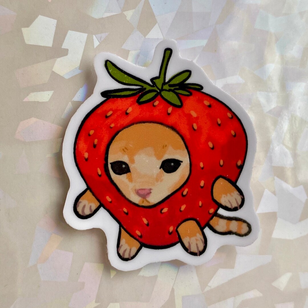 Strawberry Cat Sticker Etsy