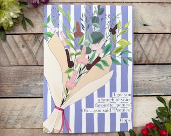 Rude and funny ‘Peony’ Illustrated Card | Valentines, Birthday, Anniversary, Support