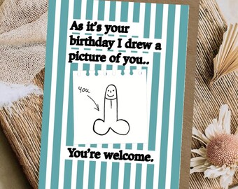 Rude & Funny drawing Birthday Card