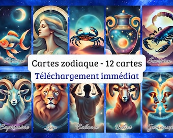 Zodiac signs in printable PDF format: 12 astrological charts to download in French