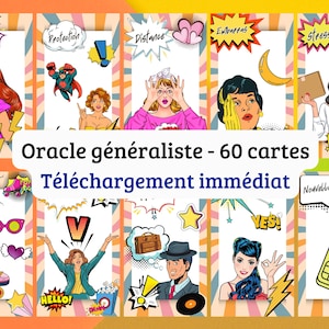Oracle généraliste Retro feeling format PDF à imprimer : 60 Cartes divinatoires | tarot numérique à télécharger | français