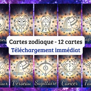 Astrological signs PDF format to print: 12 Zodiac cards to download in French