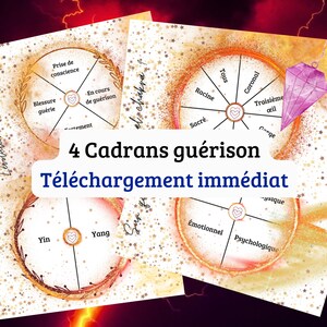 Set of Dowsing Divinatory Boards - PDF Dials to Print for Clairvoyance, in French & Digital Guide, healing and chakras theme