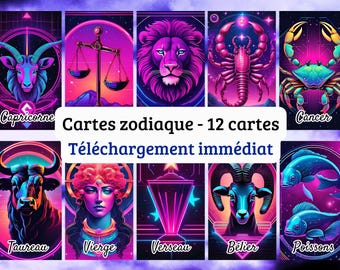 The 12 signs of the zodiac in PDF format to print: Astrological charts to download in French