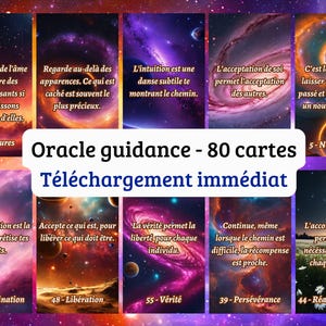 Oracle guidance Messages cosmique format PDF à imprimer : 80 Cartes pour te guider | tarot numérique à télécharger | français