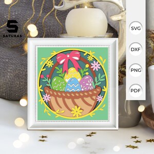 3D SVG Osterkorb Schattenbox, Ostern Papierschnitt Layered 3D zwar, Osterkorb 3D Seite, Ostern Schattenbox, Cricut Silhouette