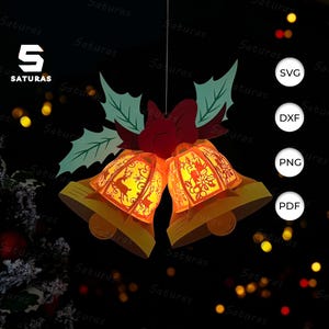 Glocken Laterne PDF, SVG, Studio Vorlage - Laterne für Innendekoration - DIY Glocke Papierschnitt Vorlage