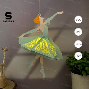 Lanterne de ballet PDF, SVG, modèle Studio - lanterne pour décorations de ballet - modèle DIY ballet papier découpé