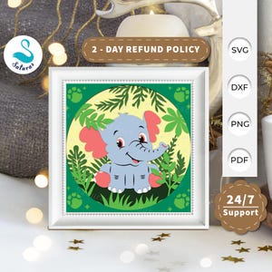 3D SVG Elefant Schattenbox, 3D Papierschnitt Lightbox svg Datei DIY, Elefant Papierschnitt Layered 3D svg, Cricut Silhouette, Cricut 4 schneiden