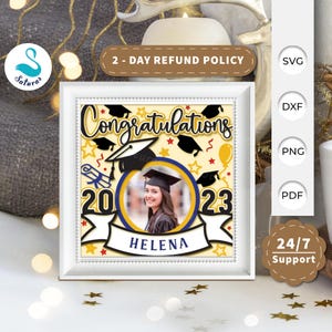 Scatola portaoggetti personalizzata per laurea in formato SVG 3D, carta tagliata a strati per laurea in formato SVG 3D, scatola portaoggetti per laurea in formato SVG 3D, scatola portaoggetti per laurea, Cricut Silhouette 3