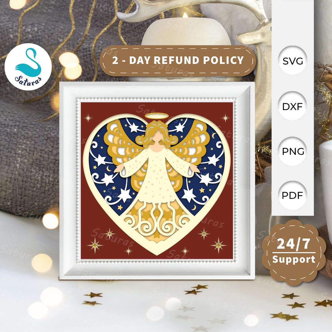 3D SVG Angel Shadow Box, Angel Papercut Layered 3D Svg, Angel 3D Svg ...