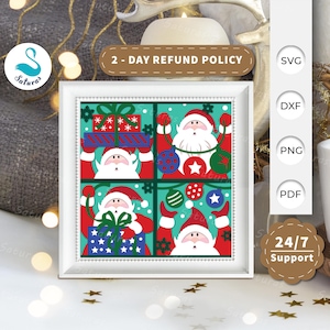 3D SVG Santa Claus Shadow Box, Christmas Papercut Layered 3D Svg, Christmas 3D Svg, Christmas Shadow Box, Cricut Silhouette 17