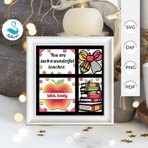 3D SVG Teacher Gift Shadow Box, 3D papercut lightbox svg file DIY, Guitar Papercut Layered 3D Svg, Cricut Silhouette, cutting Cricut 4
