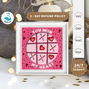3D SVG Valentine Shadow Box, 3D papercut lightbox svg file DIY, Valentine Papercut Layered 3D Svg, Cricut Silhouette, cutting Cricut