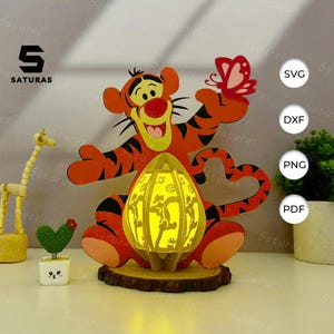 Tiger Laterne PDF, SVG, Studio Vorlage - Laterne für Tierdekorationen - DIY Tier Papierschnitt Vorlage
