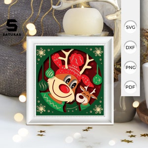 3D SVG Christmas Shadow Box, kerst Papercut gelaagde 3D Svg, kerst 3D Svg, kerst Shadow Box, Cricut silhouet