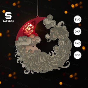 Lanterne du père Noël PDF, SVG, modèle Studio - lanterne pour décorations de Noël - modèle bricolage Noël papier découpé