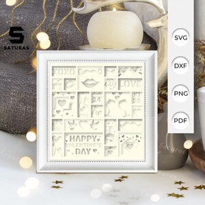 3D SVG Happy Valentine Shadow Box, 3D Papercut Lightbox Svg File DIY ...