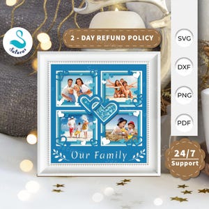 3D SVG Customized Family Gallery Shadow Box, Family Papercut Layered 3D Svg, Family 3D Svg, Family Shadow Box, Cricut Silhouette