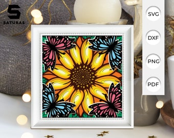 3D SVG Floral Butterfly Shadow Box, Floral Butterfly Papercut Layered 3D Svg, Butterfly 3D Svg, Animal  Shadow Box, Cricut Silhouette