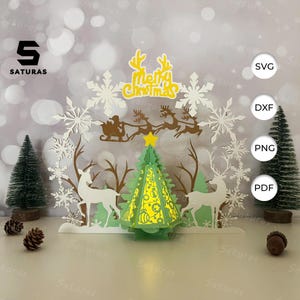 Lanterne de Noël cerf PDF, SVG, modèle Studio - lanterne pour décorations de Noël - bricolage Noël papier découpé modèle 4